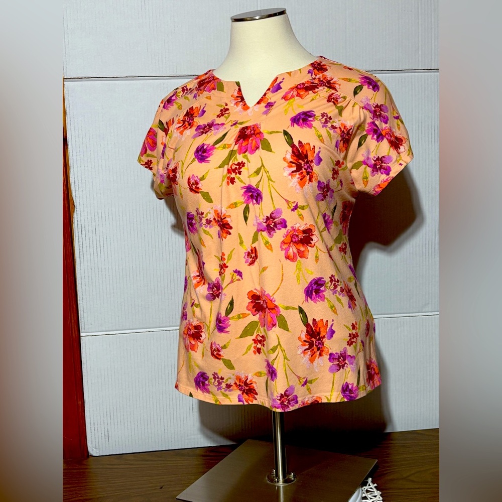Denim & Company 1X Floral Women's Top - Multicolor 27” length 23” p2p - Picture 7 of 7